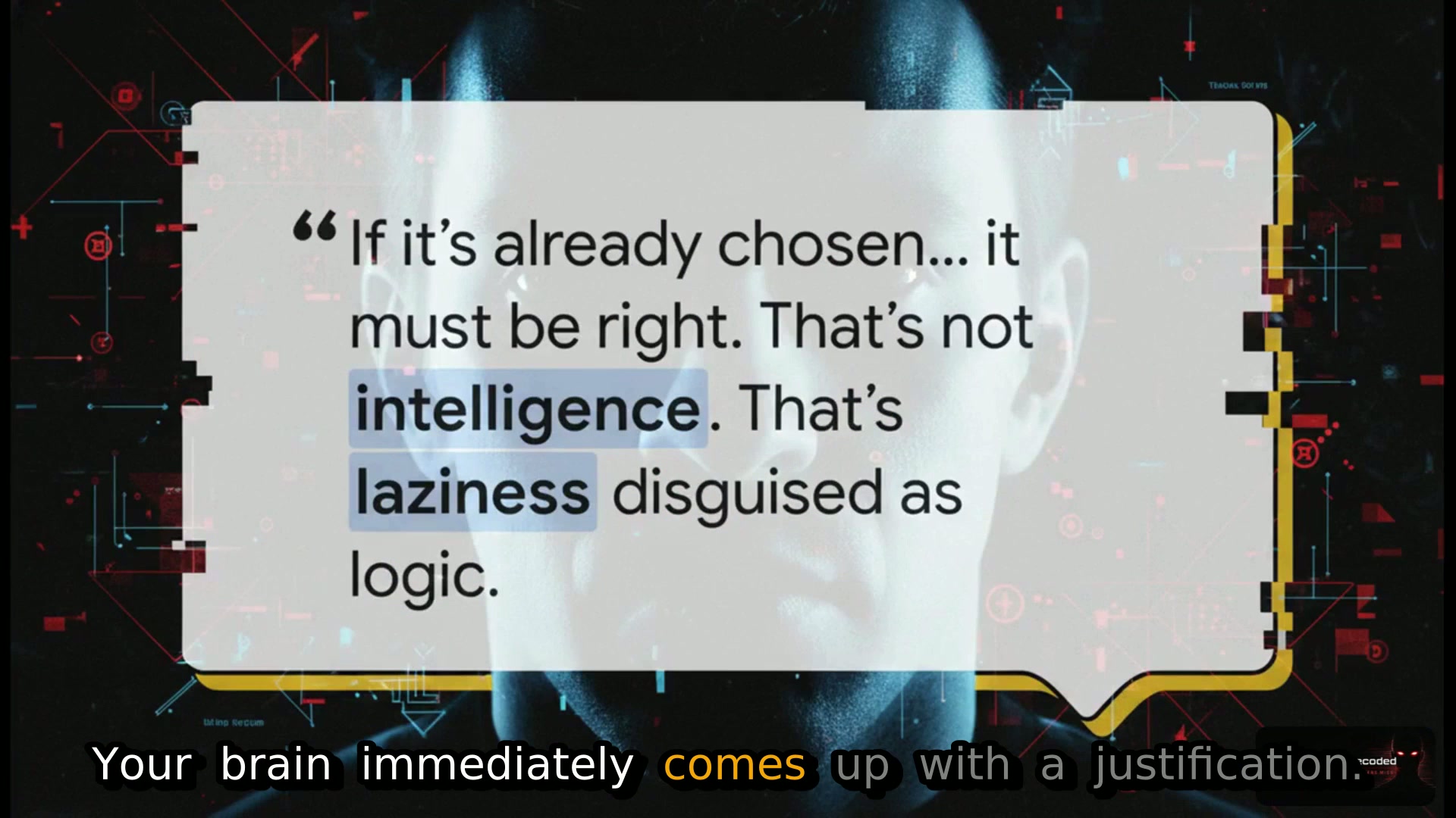 A MindDecoded frame explaining how a preselected option can disguise passivity as logic